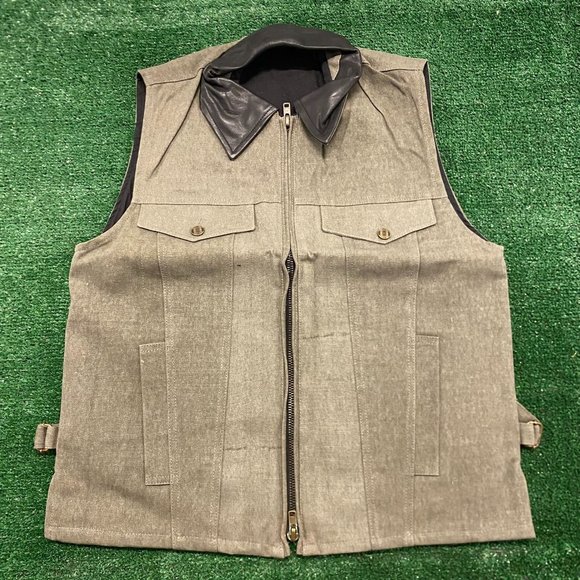Gray Western Canvas Denim Cowboy Rancher Hunting Vest
